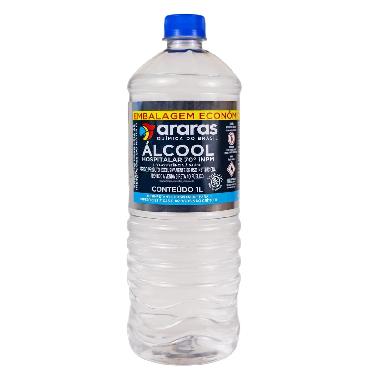 Álcool Etílico Hidratado 70º INPM – Uso Hospitalar – 1 Litro – EMBALAGEM ECONÔMICA