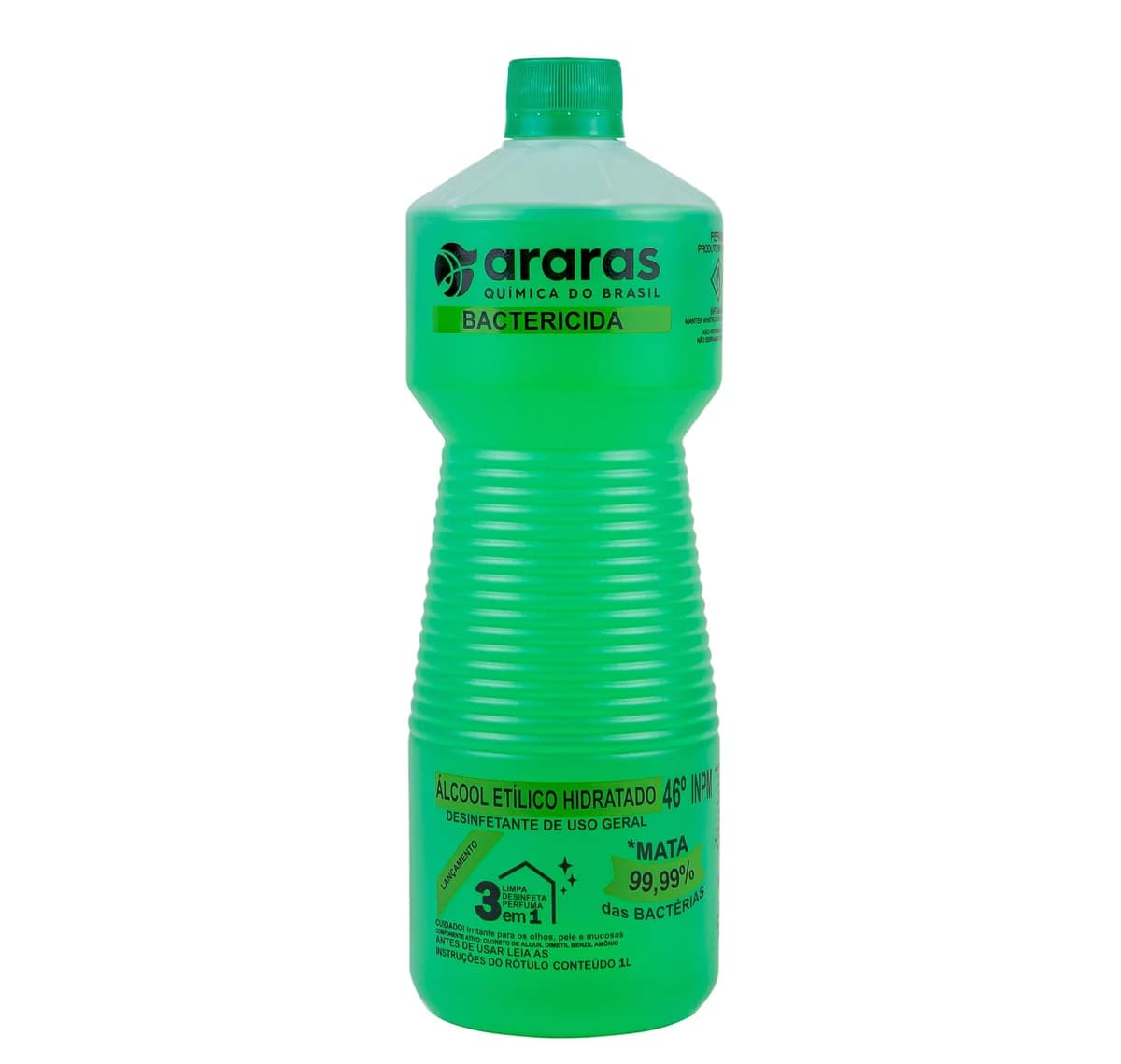 Álcool Etílico Hidratado 46º INPM - Bactericida Eucalipto - Limpador de Uso Geral - 1 Litro
