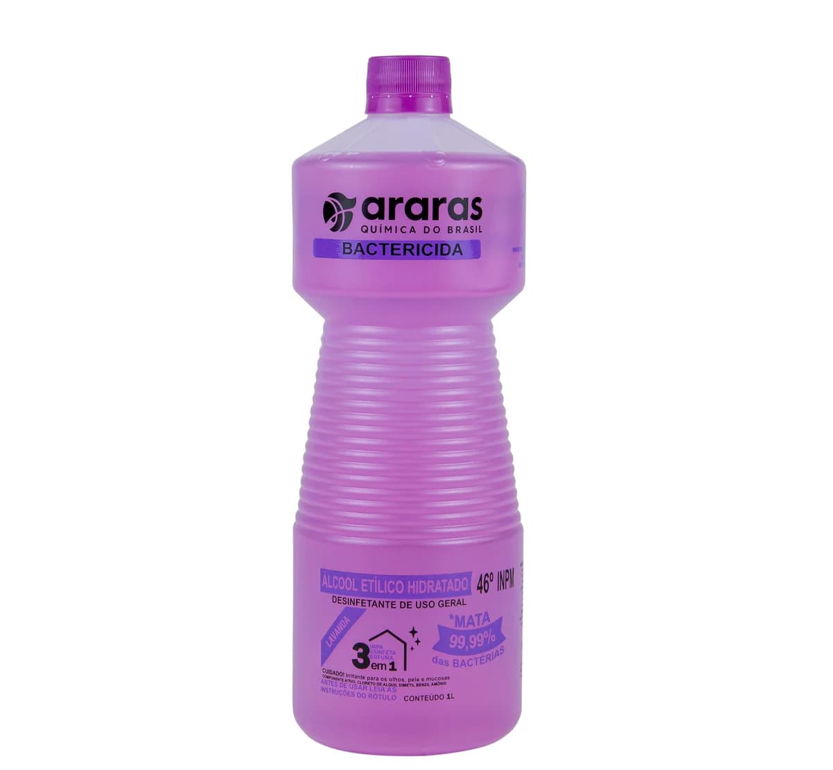 Álcool Etílico Hidratado 46º INPM - Bactericida Lavanda - Limpador de Uso Geral - 1 Litro