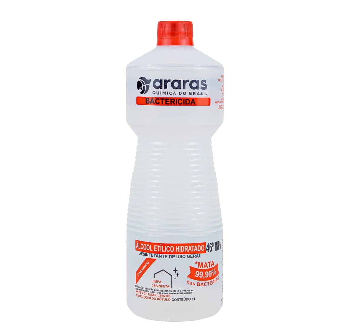 Álcool Etílico Hidratado 46º INPM - Bactericida Tradicional - Limpador de Uso Geral - 1 Litro